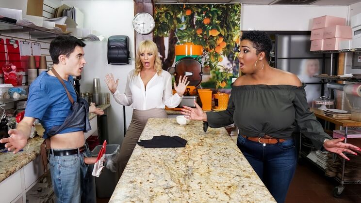 [LilHumpers] - Brunette Barista's Big Tits and Threesome - Layton Benton - Dana DeArmond - Jordi El Niño Polla