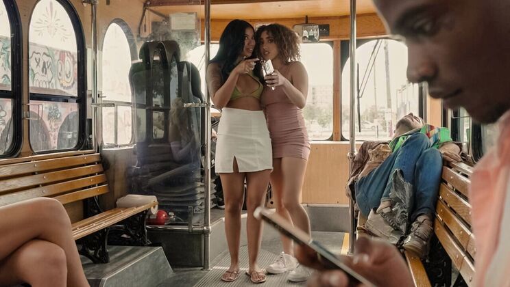 [RKPrime] - Latina Blonde FFM Public Bus Romp - Kira Perez - Damion Dayski - Ameena Greene