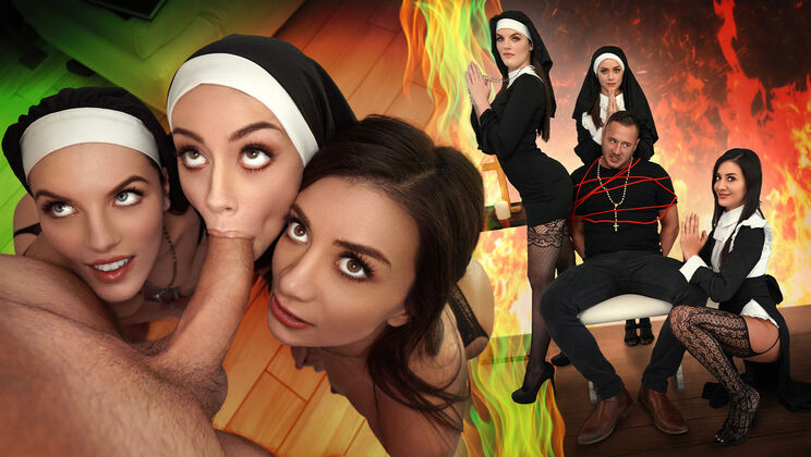 [BFFs] - 3 Horny Nuns Give Danny Mountain a Heavenly Blowjob - Danny Mountain - Natalie Brooks - Fiona Frost - Selena Love