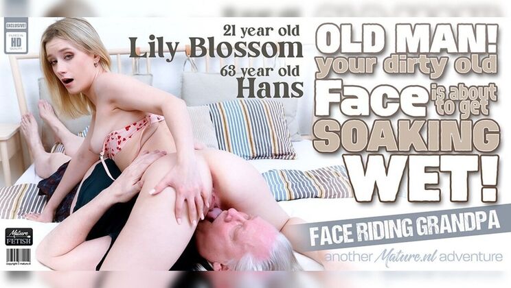 [Mature.nl] - Shaved Teen Pussy Drenches Old Man’s Beard - Hans - Lily Blossom