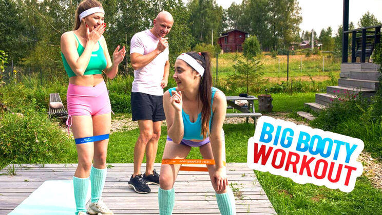 [ClubSweethearts] - Hot Booty Fitness Session with Brunette Babes - Aleks Sam - Remido - Leonoy Sparkle